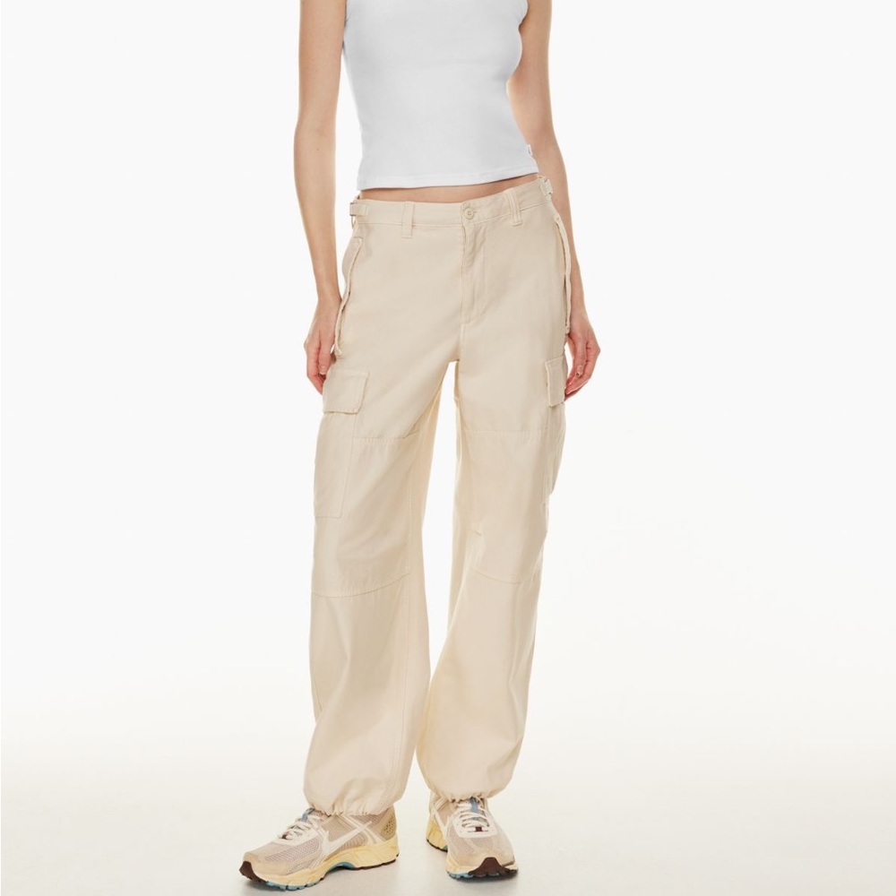 Cream Beige Cargo Jogger Pants